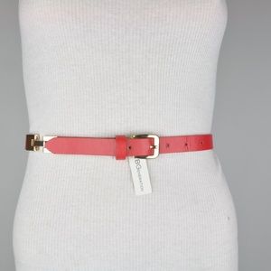 BCBG Red Gold Color Faux Leather Chain Link Belt